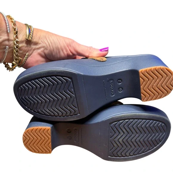 CROCS Sarah Women's 7 Clog Mules Navy Blue Dual Comfort Arch Support Slip On - Picture 12 of 12